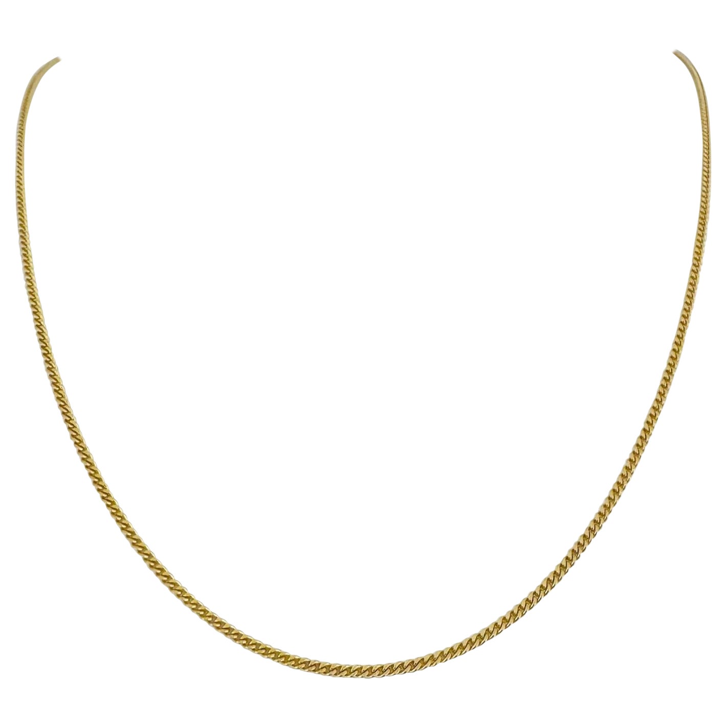 18 Karat Yellow Gold Solid Thin UnoAErre Curb Link Chain Necklace Italy 