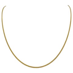 18 Karat Yellow Gold Solid Thin UnoAErre Curb Link Chain Necklace Italy