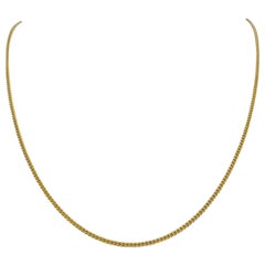 18 Karat Yellow Gold Solid Thin UnoAErre Curb Link Chain Necklace Italy 