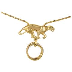 Retro Cartier Trinity Panthere Yellow White and Rose Gold Pendant Necklace