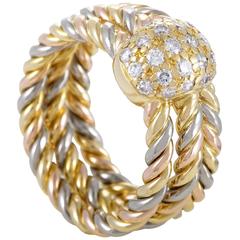 Cartier Trinity Diamond White Yellow and Rose Gold Band Ring 8