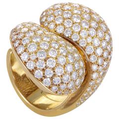 Vintage Cartier Le Yin et Le Yang Full Diamond Pave Gold Ring