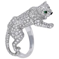 Retro Cartier Panthere Onyx Diamond Pave Gold Ring