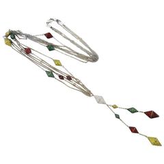 Palmiero Yellow Green White Diamond and Tsavorite 18K Gold Long Hanging Necklace 5