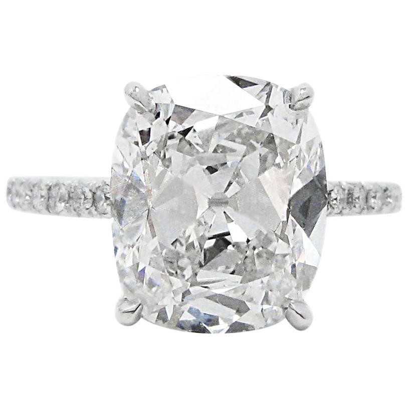 4.15 Carat GIA F VVS2 Certified Antique Cushion Cut Diamond Engagement Ring