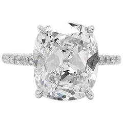4.15 Carat GIA Cert Cushion Cut Diamond Engagement Ring 9