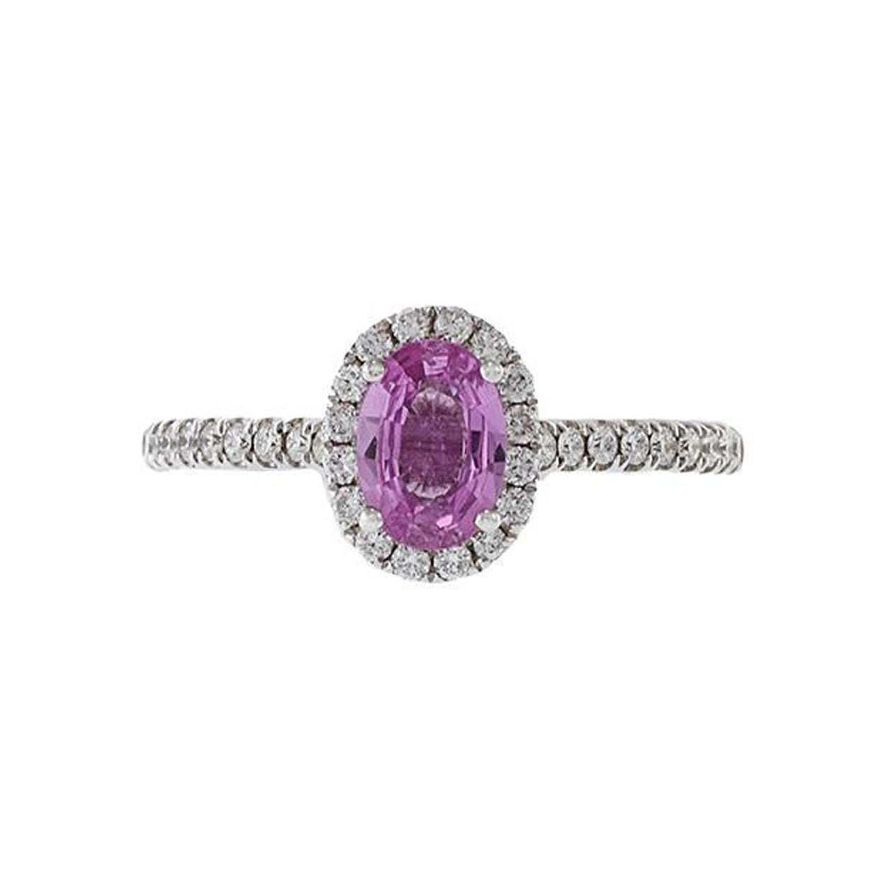 Anello in oro bianco 18KT con zaffiro rosa e diamante