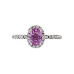 18KT White Gold Pink Sapphire and Diamond Ring