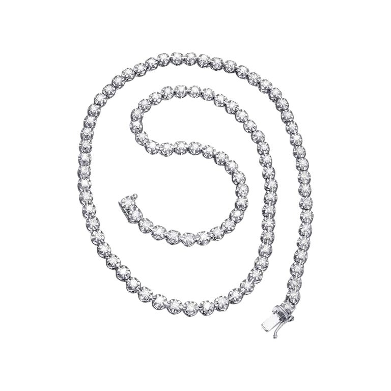 GIA Certified Exquisite 8 Carat Tennis Diamond Necklace in 14K White Gold