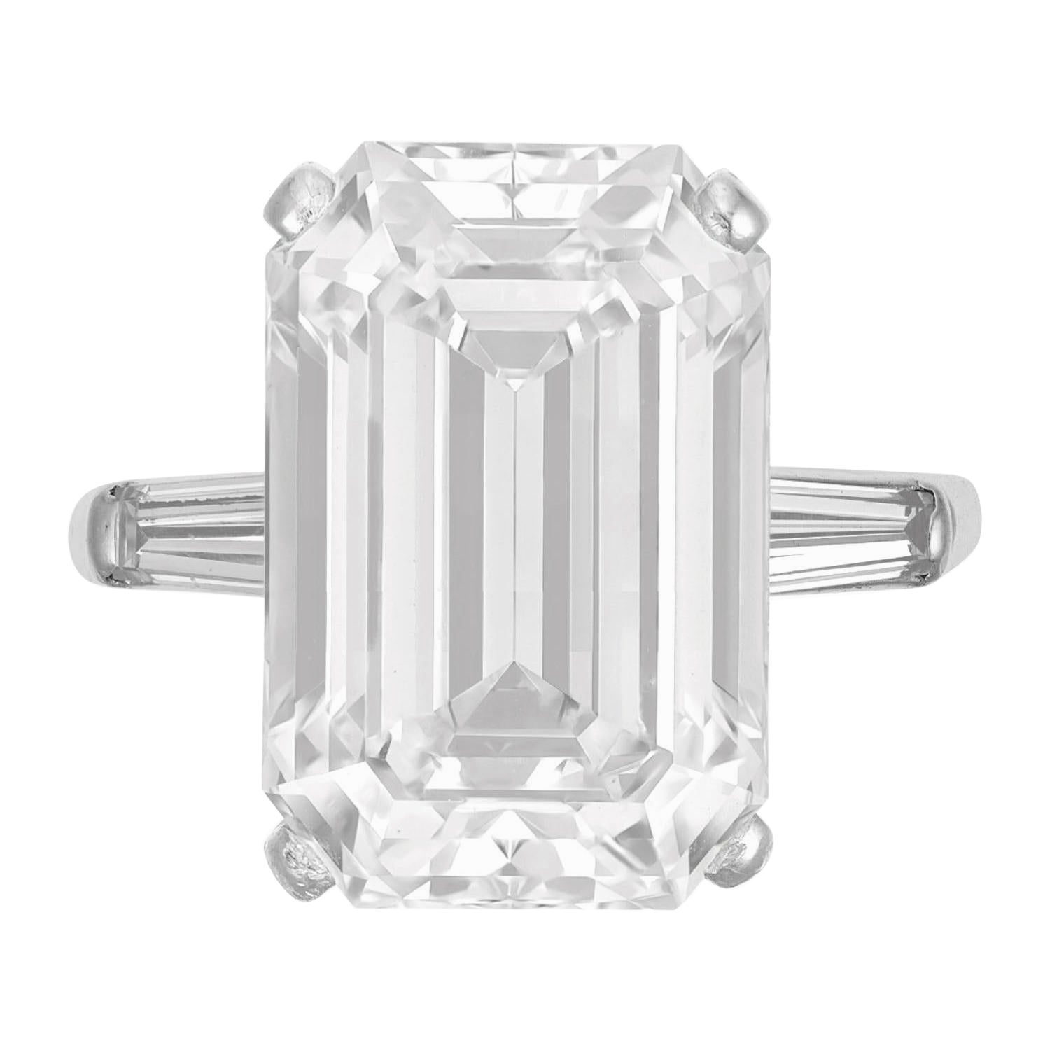 GIA Certified 8 Carat Platinum Emerald Cut Diamond Engagement Ring