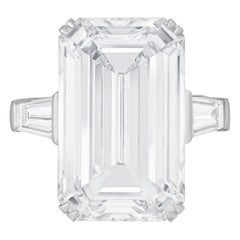 GIA Certifield 9 Carat Emerald Cut Diamond Ring with tapered baguette