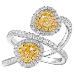 GIA Certified Natural Yellow Heart Diamond 1.94 Carat TW Gold Cocktail Ring