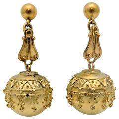 Rare Antique Gold Etruscan Detauk Pendant Earrings