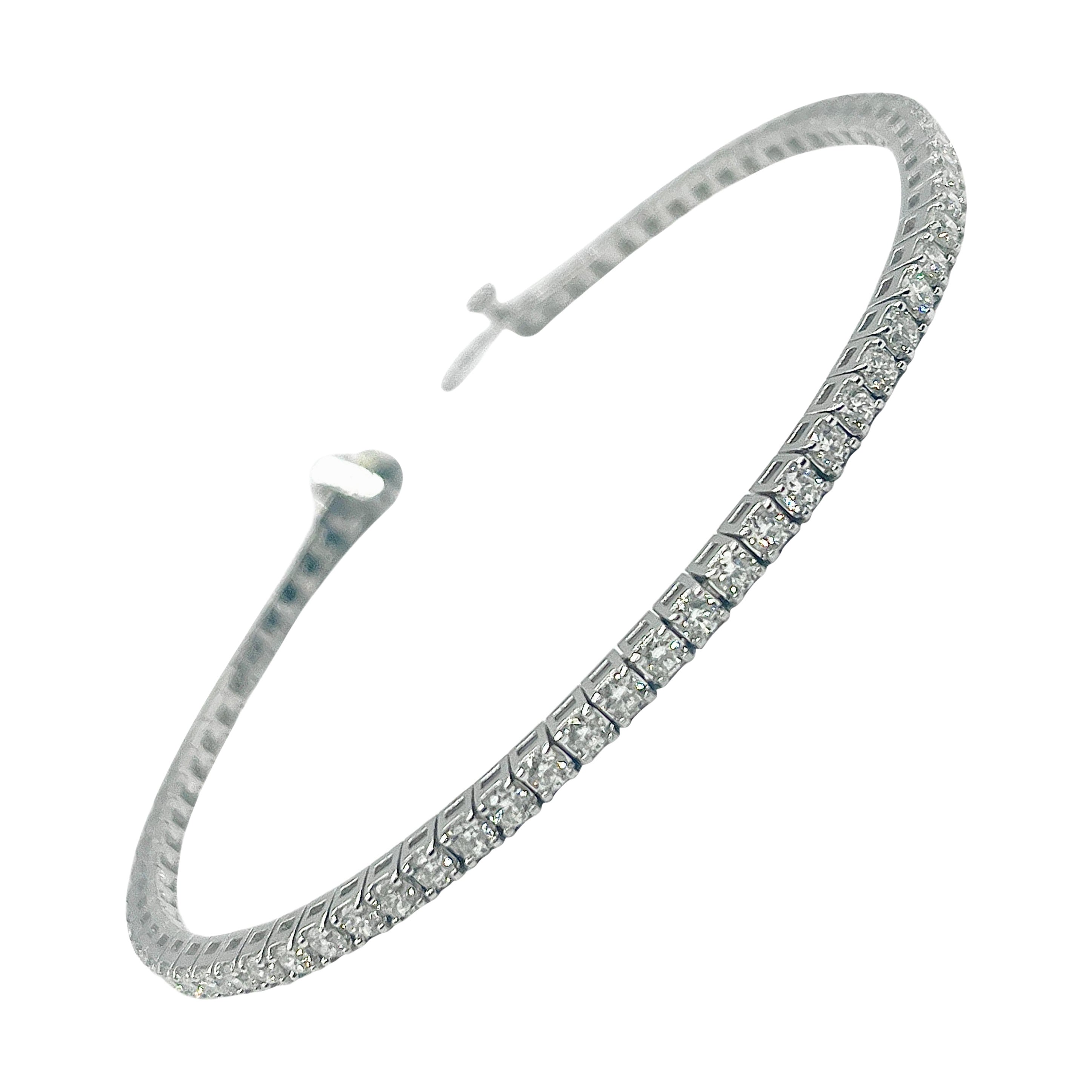 2ct Natural Diamond Tennis Bracelet In 14K White Gold | Round Cut 7" Women's Gift
