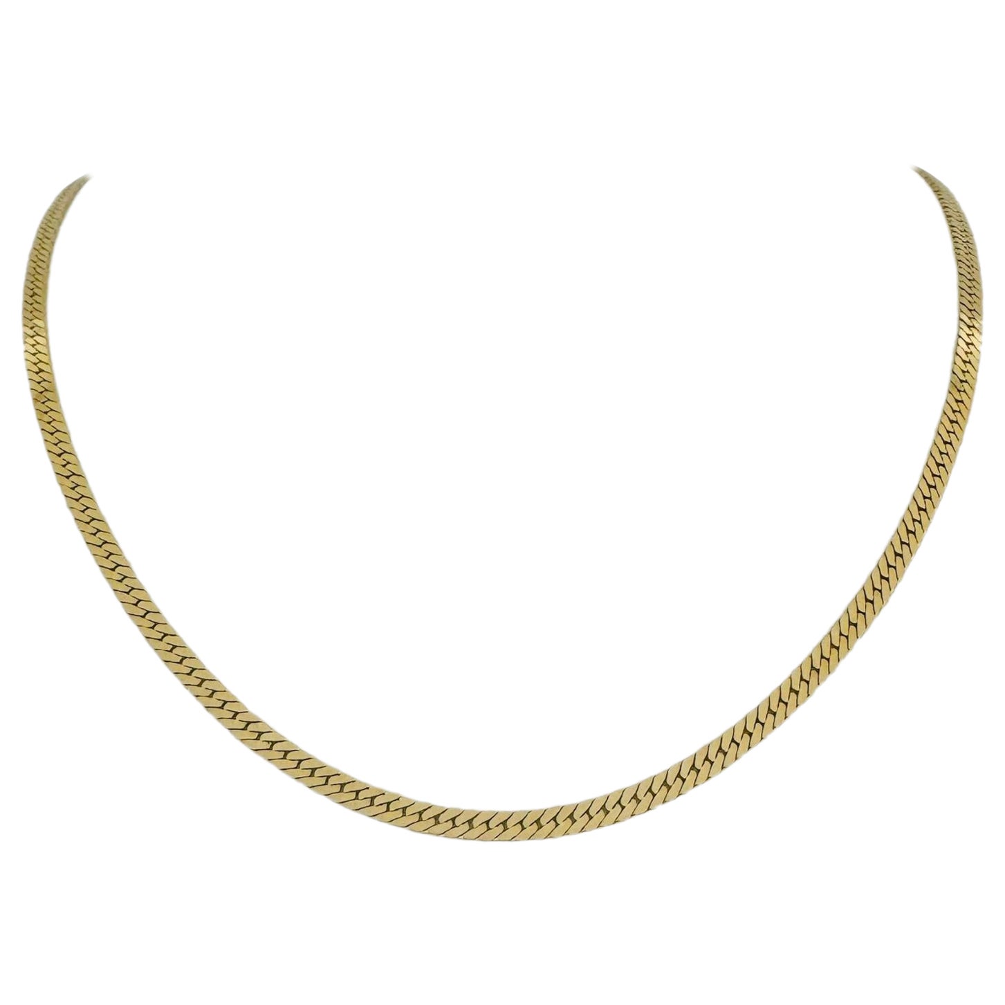 14 Karat Yellow Gold Solid Thick Herringbone Link Chain Necklace 