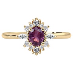 Used 14k Yellow Gold Mystical Love Half Halo Engagement Ring, Natural Sapphire