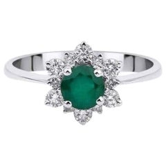 1.01ct Emerald And Diamond Cluster Ring