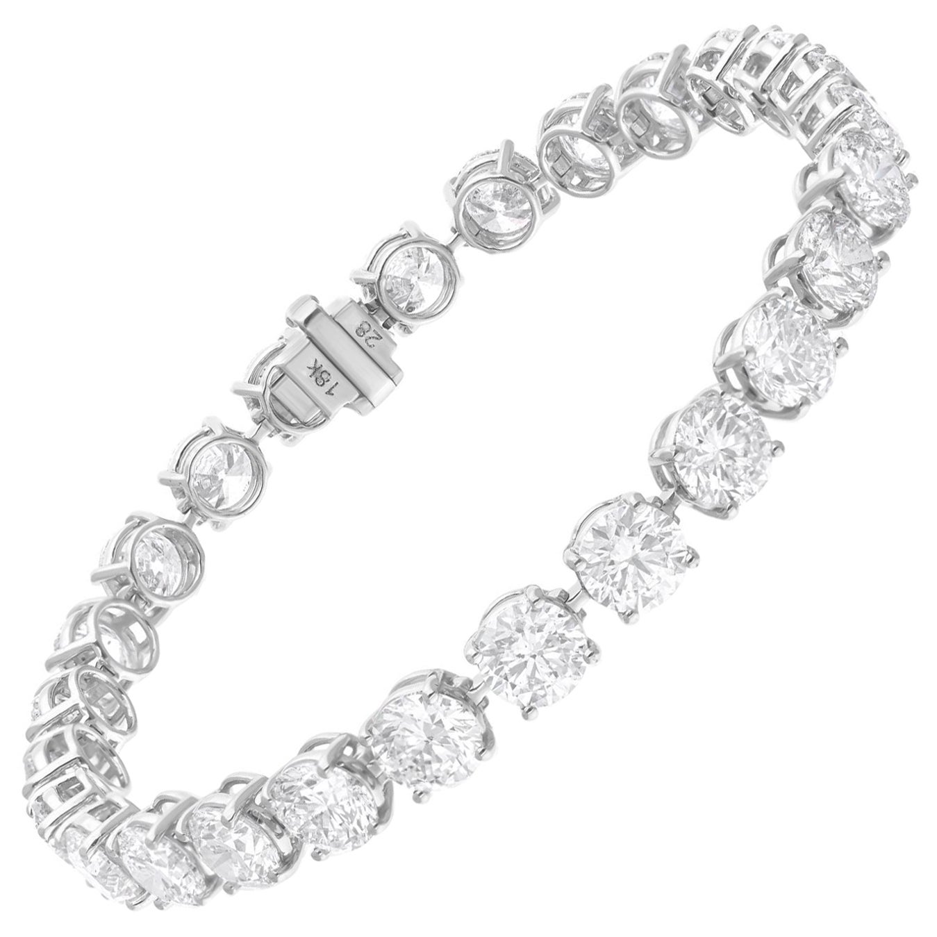 Tennisarmband aus 18 Karat Weißgold mit natürlichem 18,62 Karat rundem Diamanten