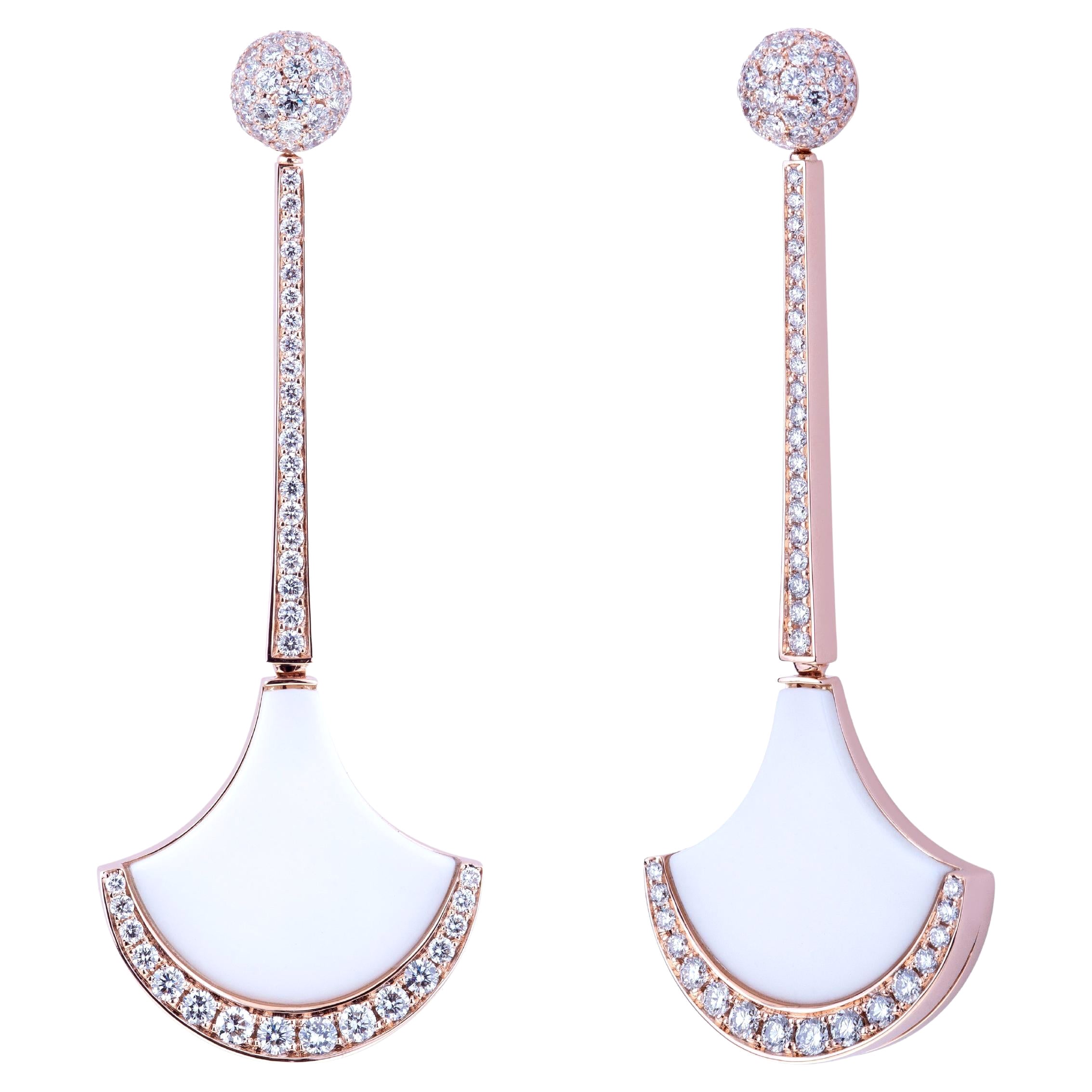 Exclusive Wave Collection by Angeletti Rose Gold Diamonds and White Ceramic