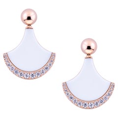 Exklusive Wave-Kollektion von Angeletti, Roségold-Diamanten und weißer Keramik-Schuh