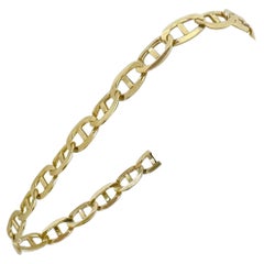 14 Karat Yellow Gold Men's Polished Mariner Link Bracelet Italy