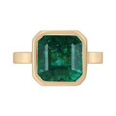 Anello solitario con smeraldo taglio Asscher grande da 6,08 ct 18K - Greene & Greene scuro