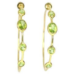 Ippolita Green Peridot Large Hoop Earrings 18K Yellow Gold