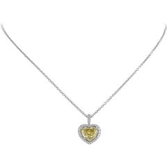 2.65 Carat GIA Fancy Intense Yellow Heart Shaped Diamond pendant 