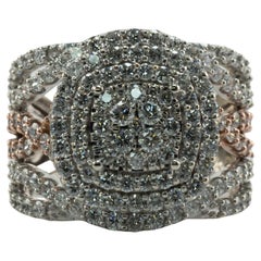 Diamantring 14K Weiß- und Roségold 2,60 TDW Cluster-Cocktail mit Diamanten