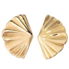 Vintage Tiffany & Co. Gold Fan Motif Earrings