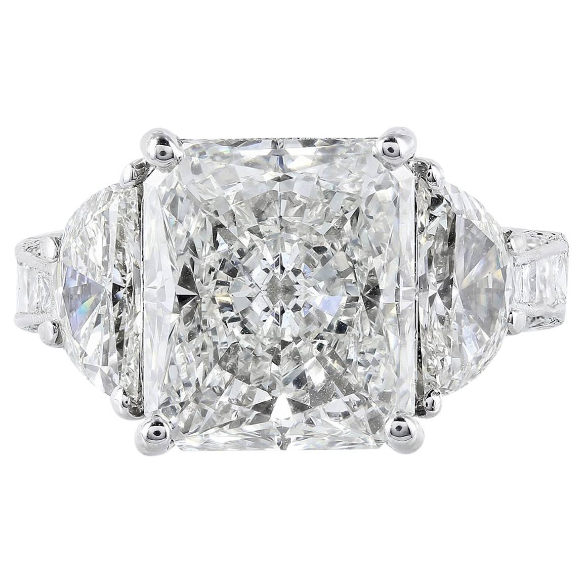 GIA Certified 5.07 Carat I/VS2 Radiant Cut Diamond Platinum Engagement Ring For Sale