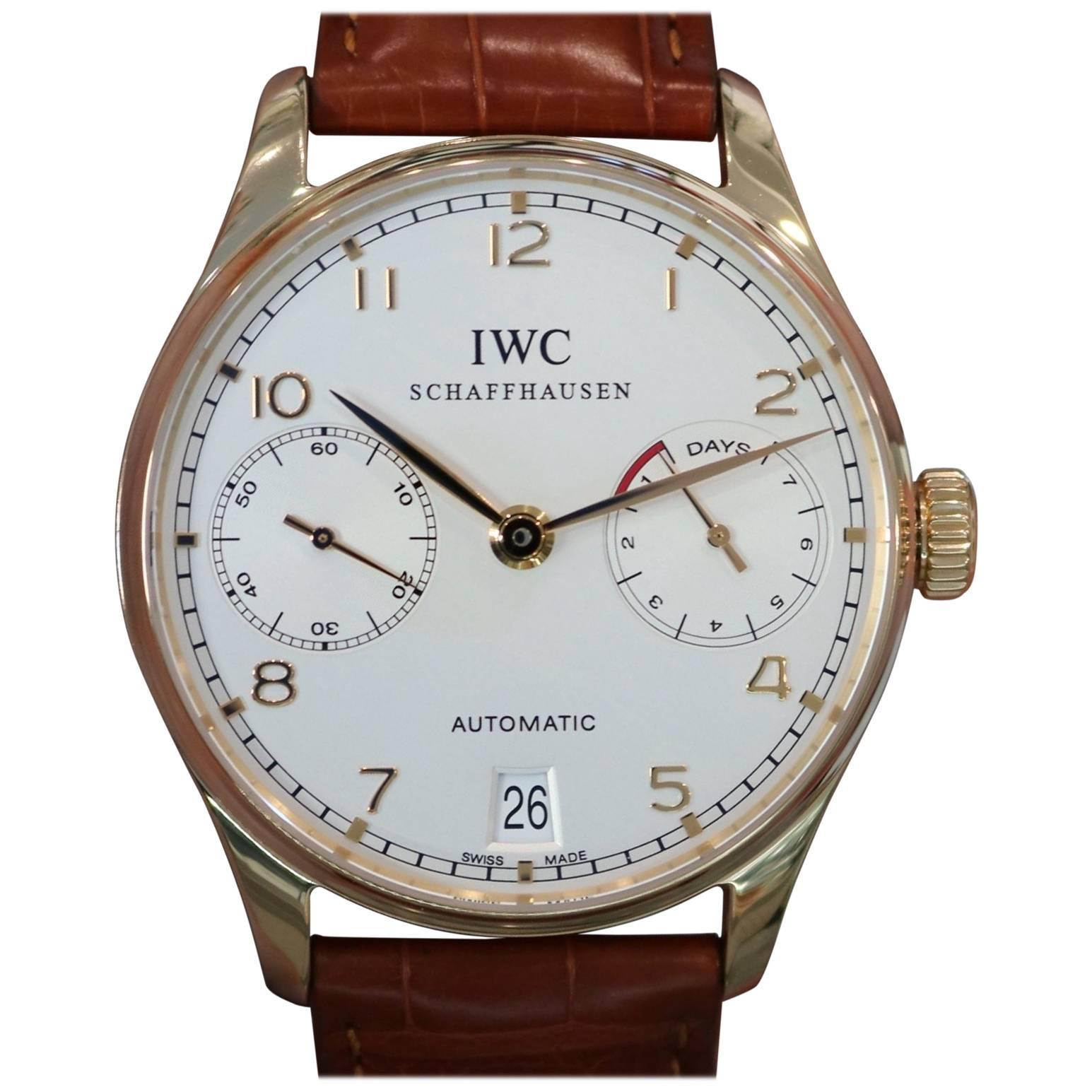 IWC Rose Gold Portuguese 7 Day Power Reserve Automatic Wristwatch Ref. IW500113