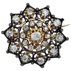 Antique Victorian Diamond Gold and Siver Brooch 1