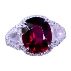 AIG Certified 8.70 Cts Rubellite Tourmaline  2.90 Cts Diamonds 18k Gold Ring