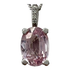 1.18ct Vivid Light Pink Sapphire & Diamond Pendentif Hidden Halo en or blanc 18k