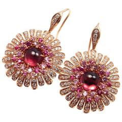 Roberto Coin Pink Sapphire Tourmaline Diamond Rose Gold Earrings