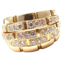 1999 Cartier Maillon Panthere Diamond Gold Band Ring 9