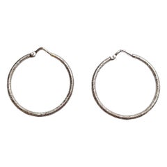 18K White Gold Stardust Hoop Earrings #17722