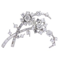 Platinum & Diamond Floral Brooch by Wolf Horovitz of Alexandria