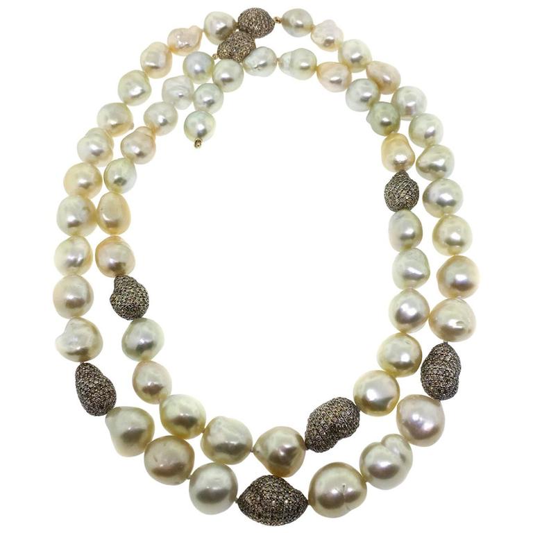 Golden Baroque South Sea Pearl Necklace at 1stDibs