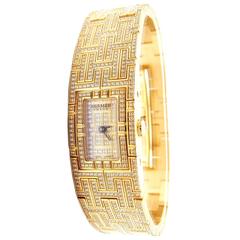 Hermes Damen Gelbgold Diamond Kelim H Armband Armbanduhr