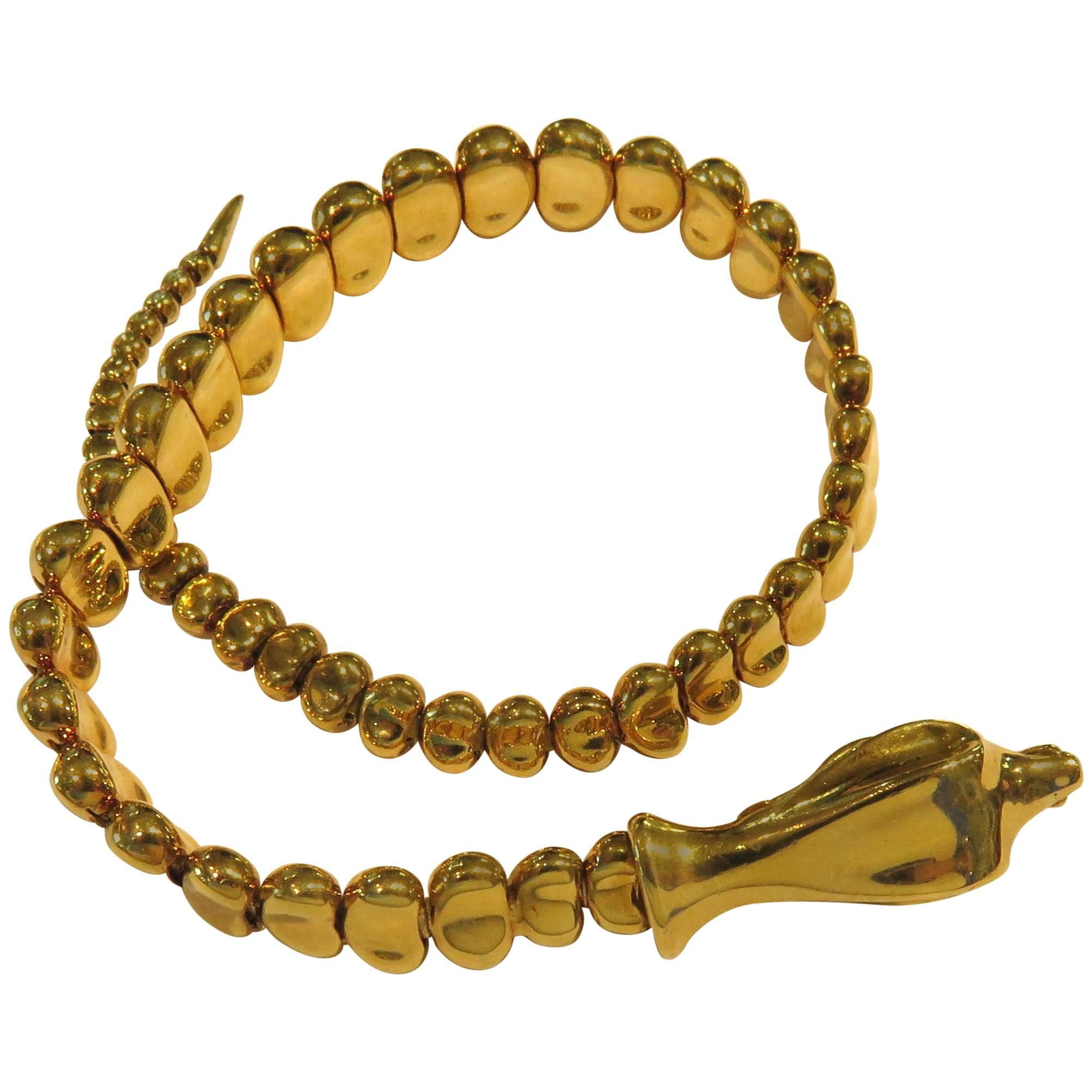 Tiffany & Co. Elsa Peretti Articulated Gold Snake Adjustable Bracelet