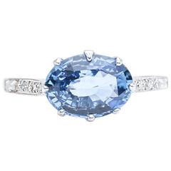 Vivid Blue 2.14 Carat Ceylon Sapphire and Diamond Ring in Platinum