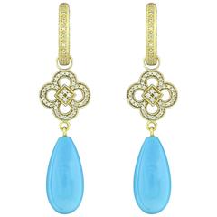 Zasha Jude Francis and KC Designs Turquoise Diamond gold Hoop Earrings