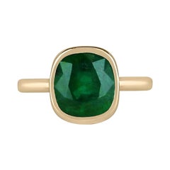 4,05 Karat AAA Waldgrüner Smaragd Solitär Verlobungsring 14K Gold