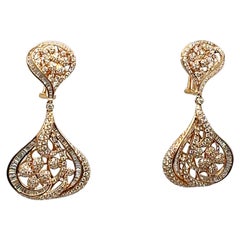 Boucles d'oreilles chandelier en diamants blancs taille mixte de 5,90 carats