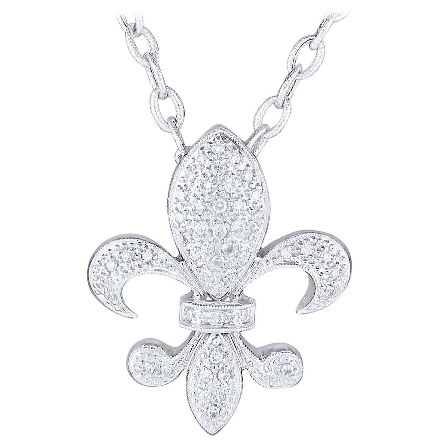 KC Designs Medium Fleur de Lis Diamond gold Pendant 