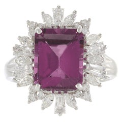 18KT White Gold Rhodolite Garnet And Diamond Cocktail Ring