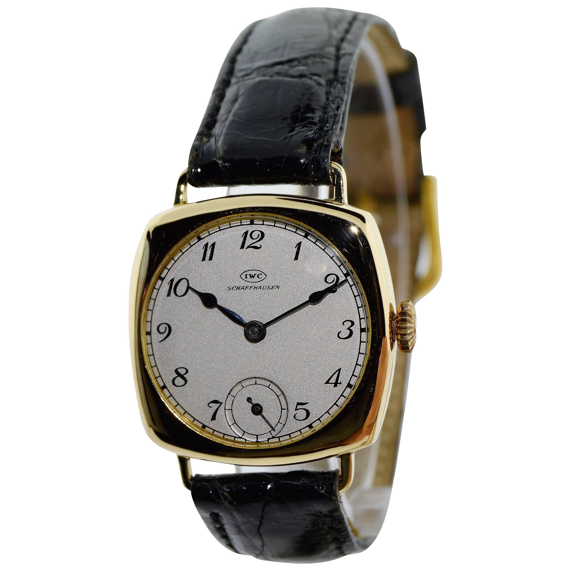I.W.C. Schaffhausen Yellow Gold Cushion Shape Wristwatch