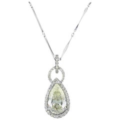 3.09 carat Pear Shaped Diamond Gold Pendant
